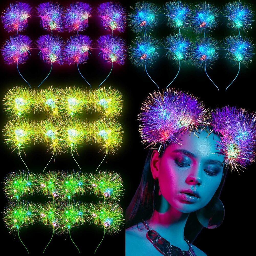 2370 16 Pcs Lighted Cat Ears Headband with Color Change LED Cat Headband